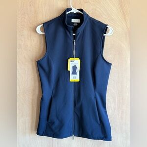 NWT Greg Norman Wind Vest Navy Performance Stretch 2-Way Zip Golf Women’s Sm